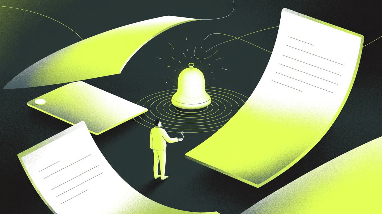 Illustration: A single soft doorbell chime rendered as a gentle ripple spreading across still water