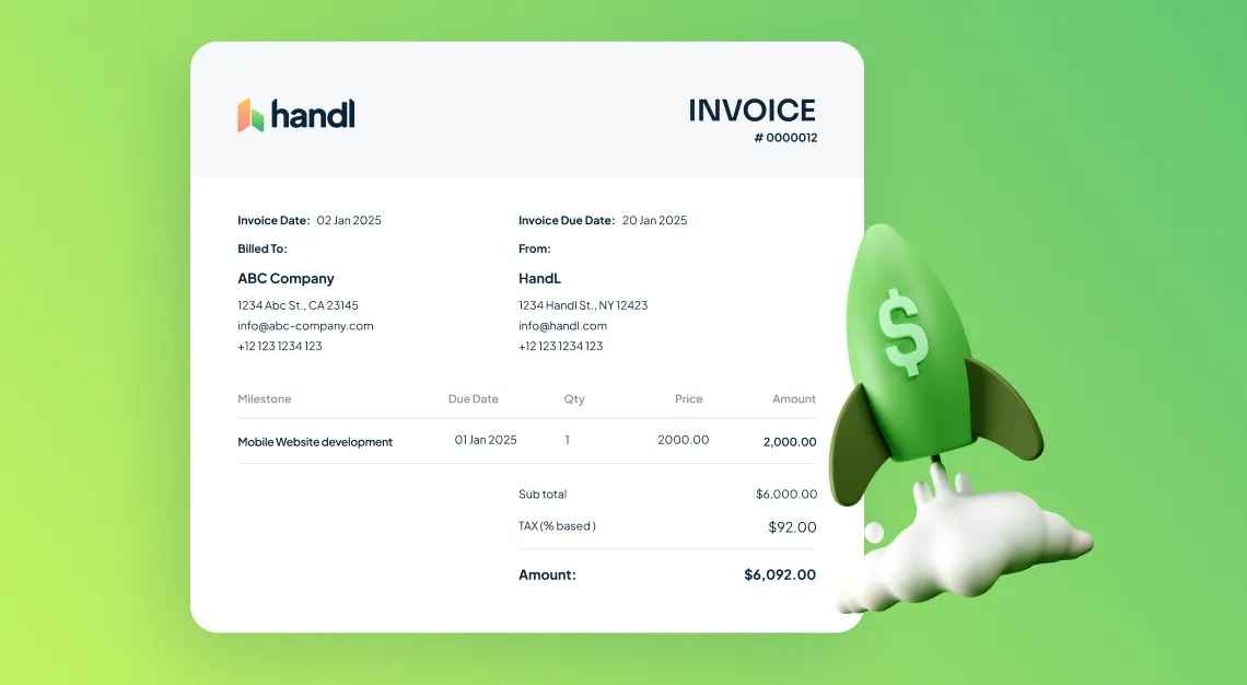 Handl screenshot — Say goodbye to manual invoicing